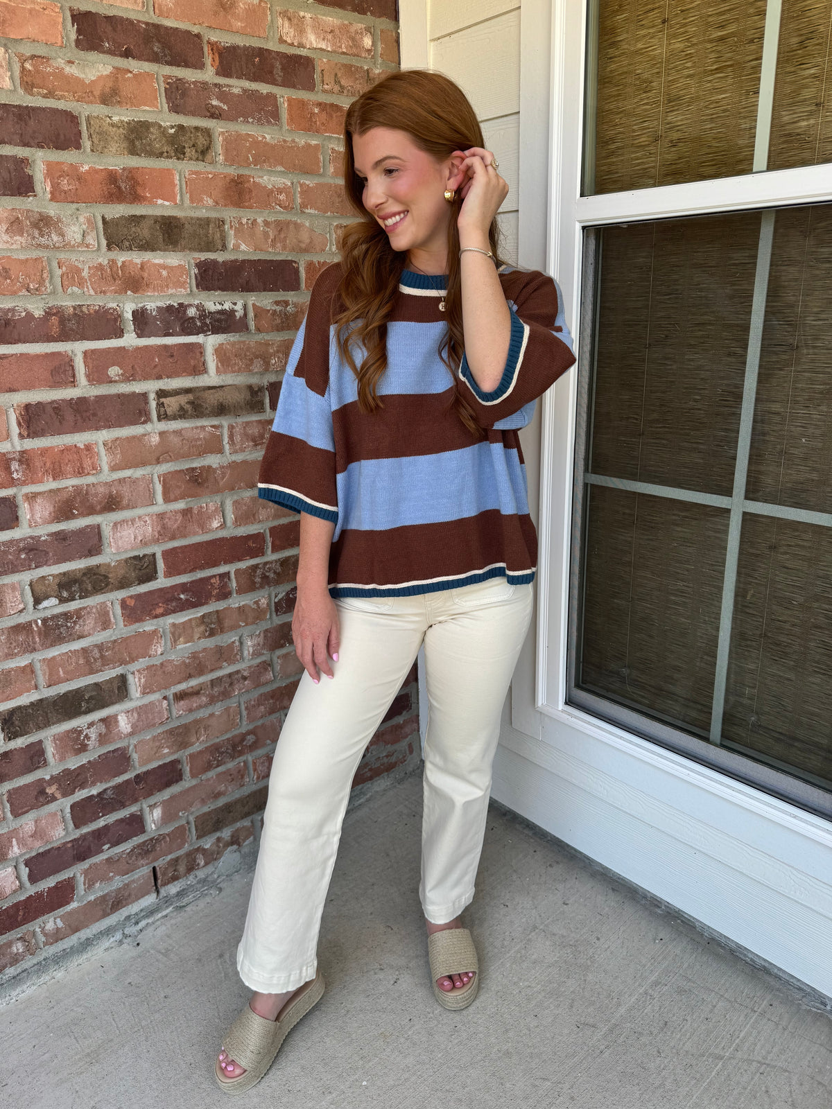 Wide Striped Sweater Top