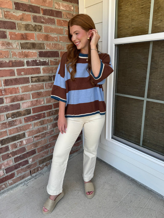 Wide Striped Sweater Top