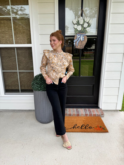 Golden Drift Ruffled Top