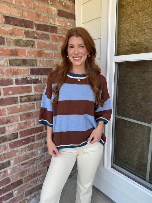 Wide Striped Sweater Top