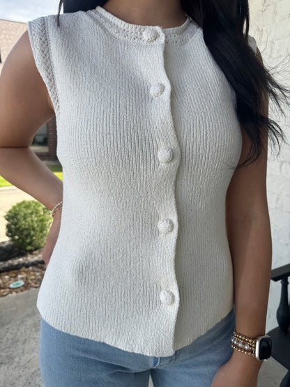 By The Shore Crochet Trim Sweater Vest