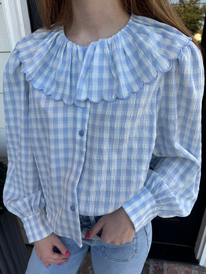 Pure Classy Gingham Ruffled Top