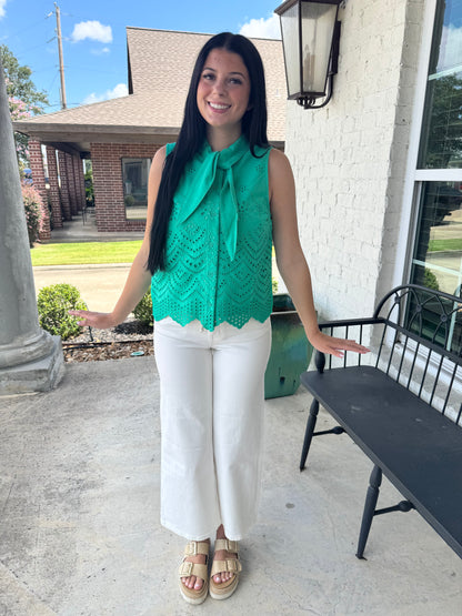 Katie Eyelet Tie Tank