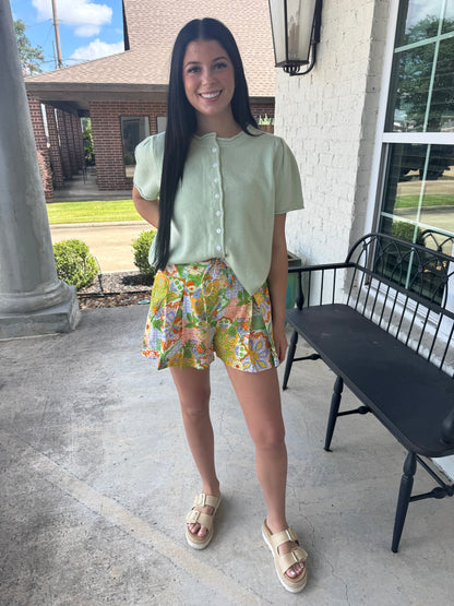 Minty Short Sleeve Sweater Cardigan