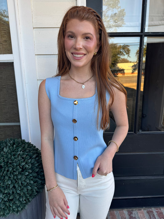 Mable Classy Gold Button Top