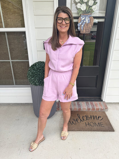 Orchid Scuba Half Zip Romper