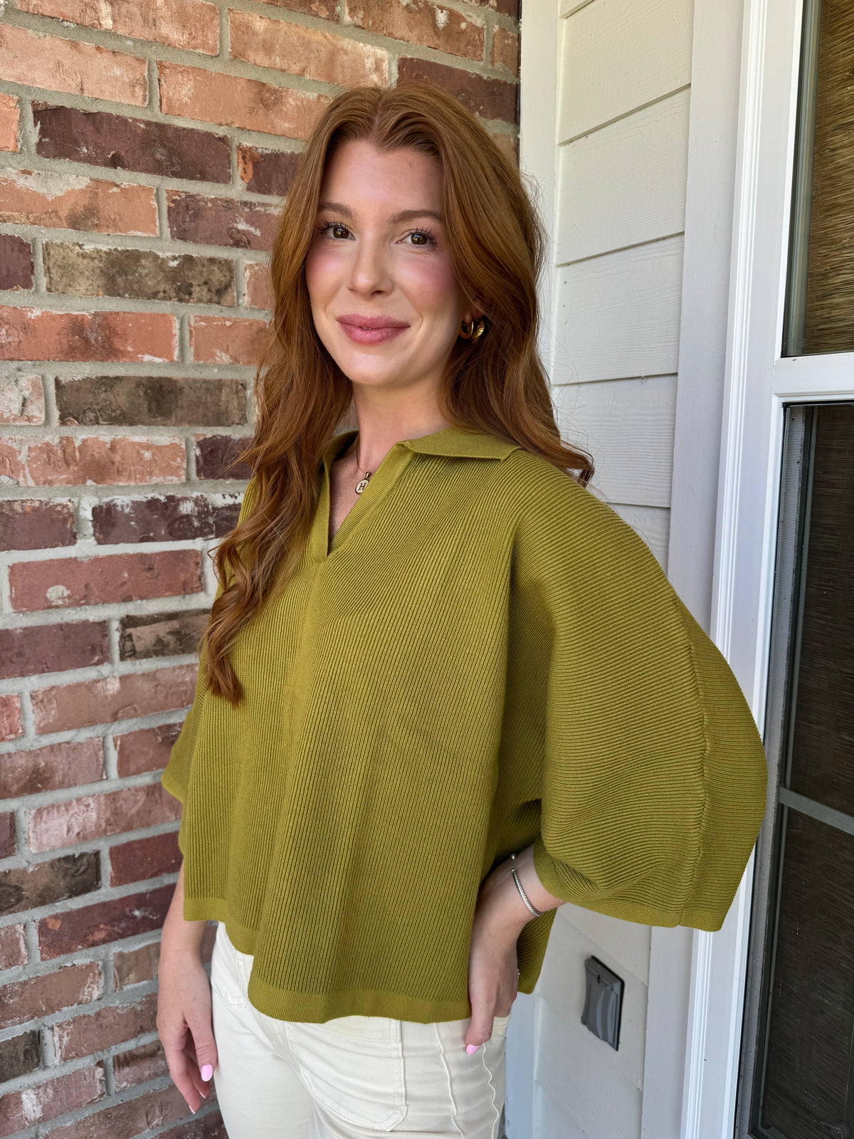 Martini Olive Ribbed Top