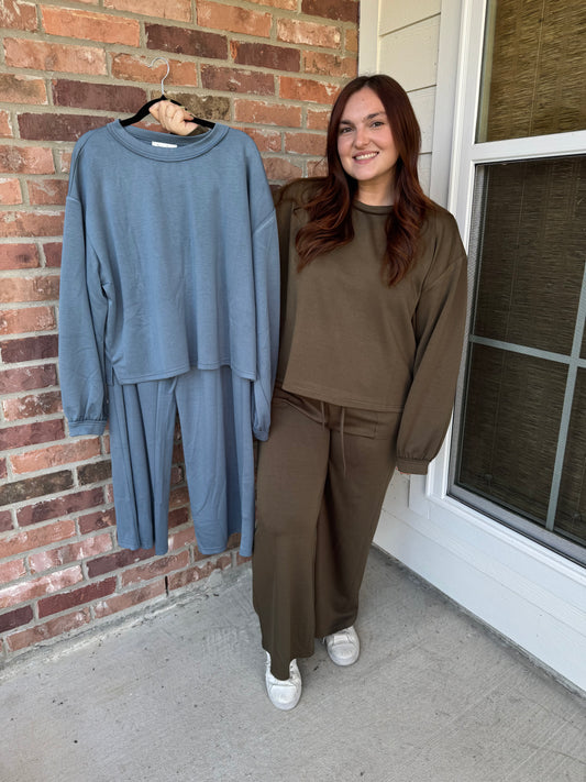 Teal Sunday Sweatshirt & Pants Set