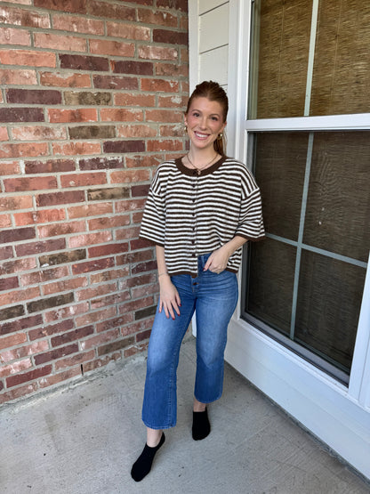 Mocha Striped Soft Knit Sweater