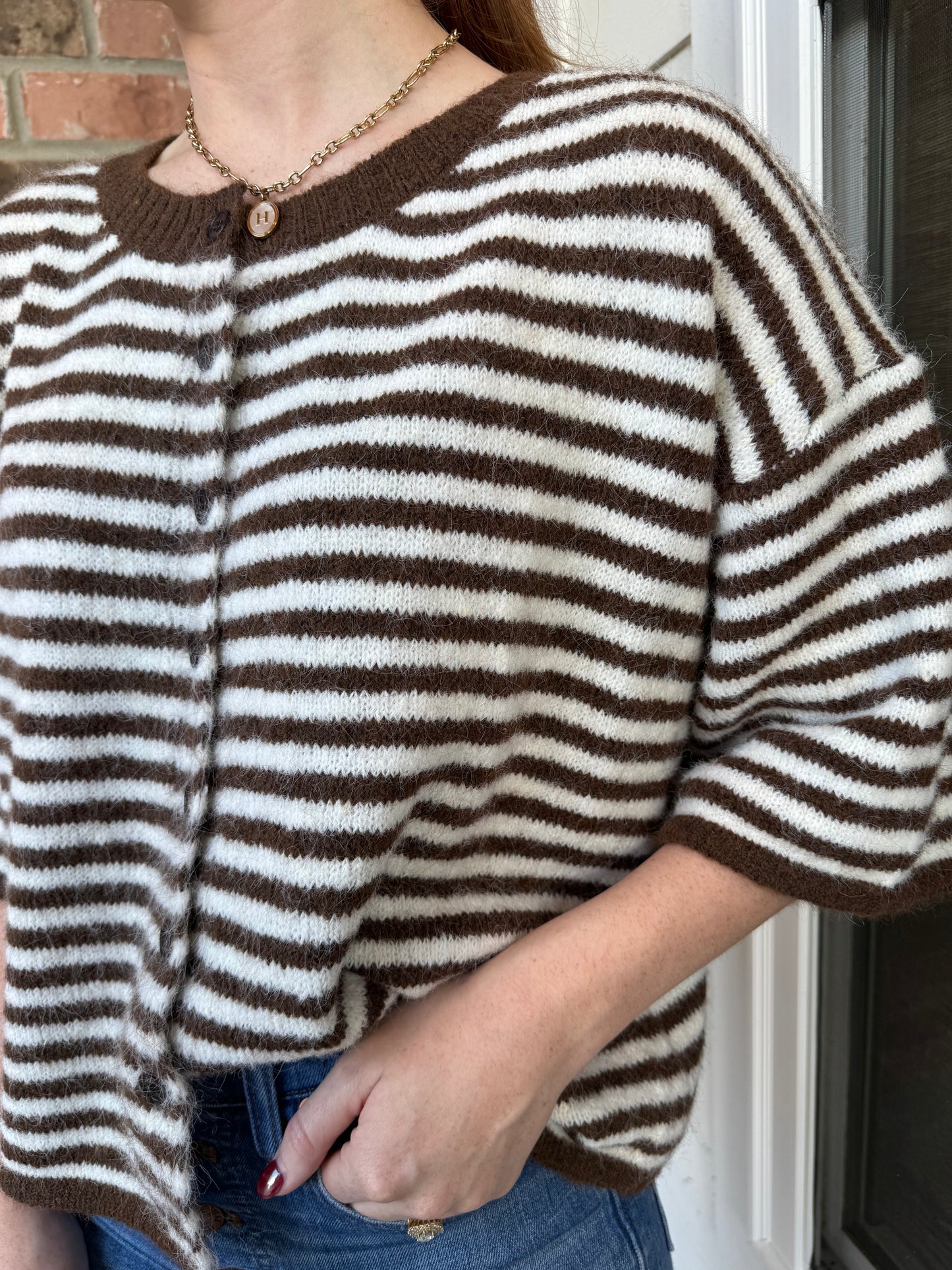 Mocha Striped Soft Knit Sweater