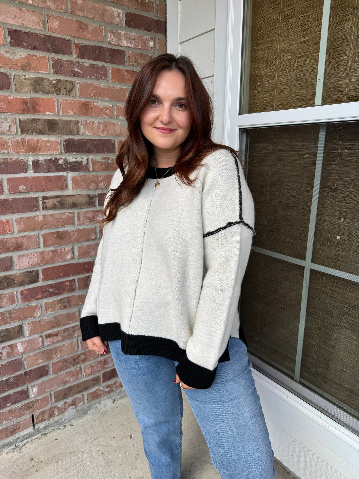 Contrast Seam Knit Sweater