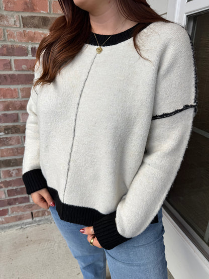 Contrast Seam Knit Sweater