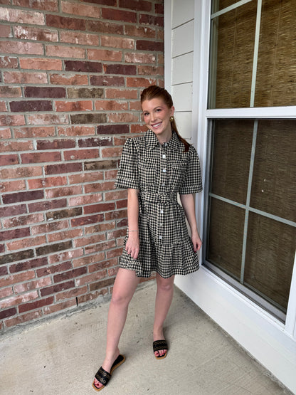 Check Yes Belted Dress