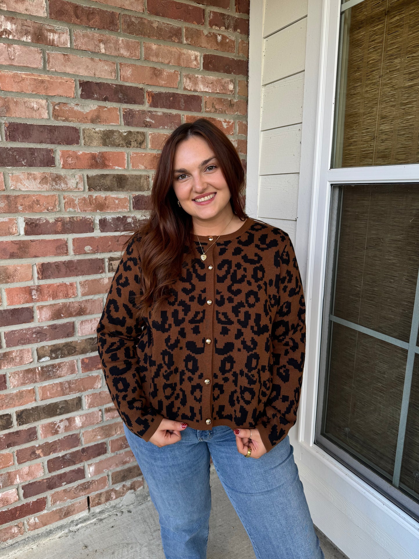 Lizzy Leopard Gold Button Sweater