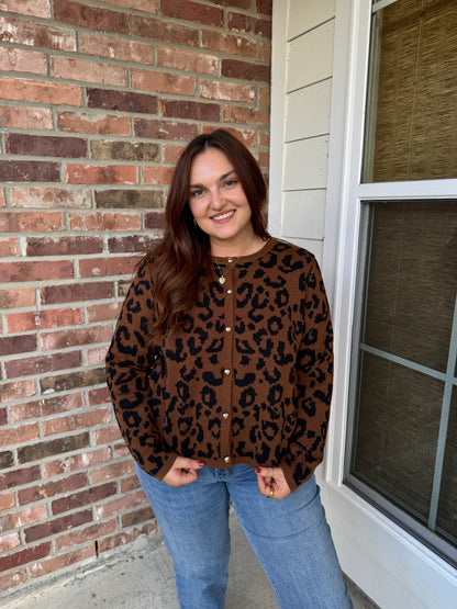 Lizzy Leopard Gold Button Sweater