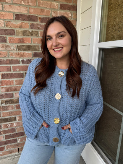 Norma Chunky Knit Gold Button Sweater