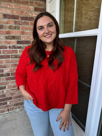 Ember Cable Knit Bell Sleeve Sweater