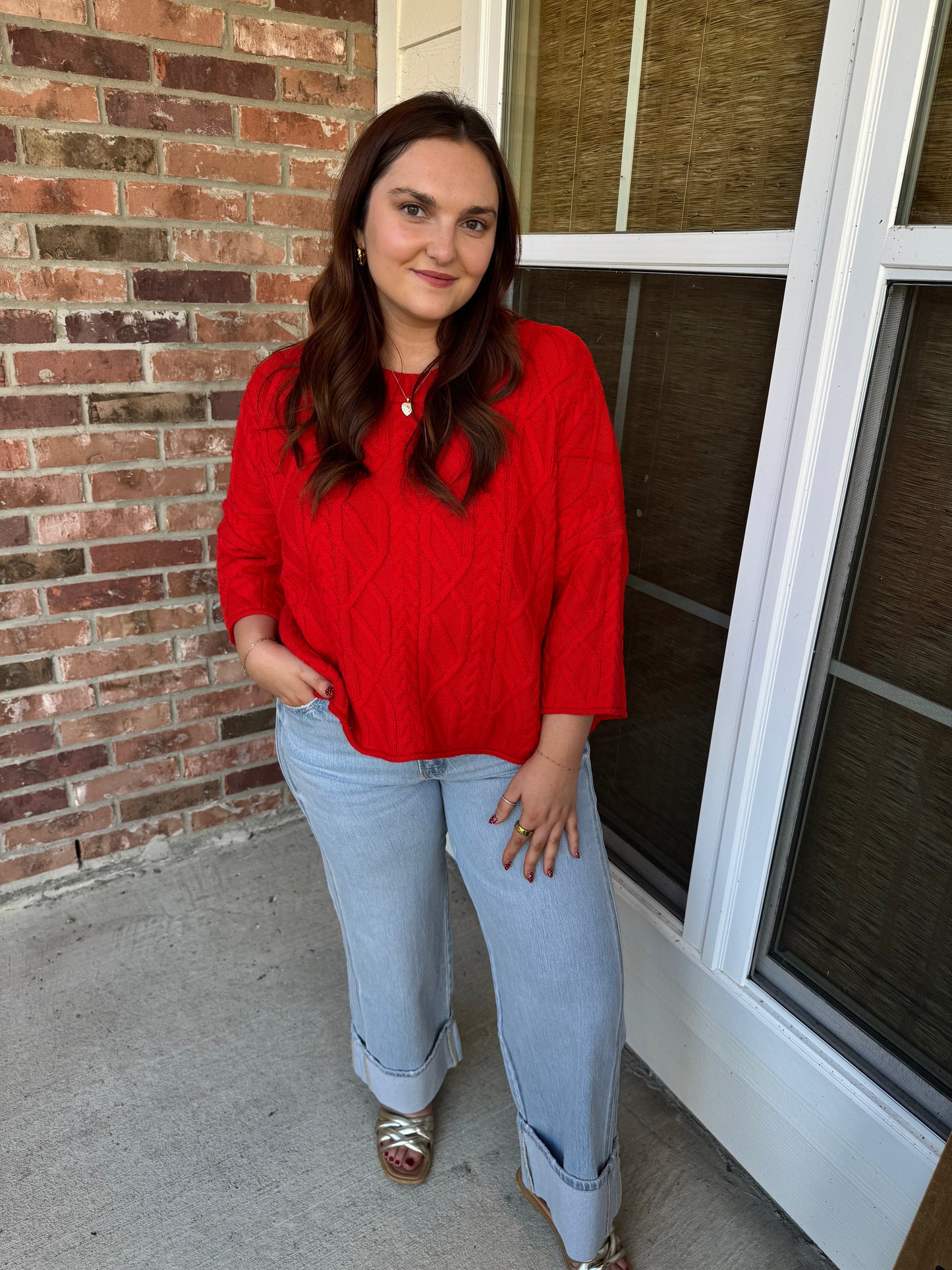 Ember Cable Knit Bell Sleeve Sweater