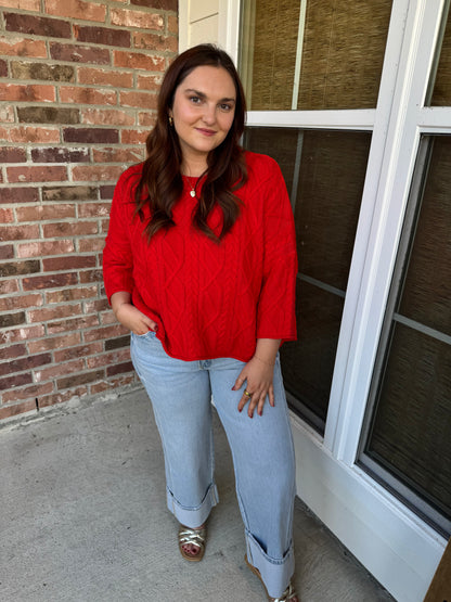 Ember Cable Knit Bell Sleeve Sweater
