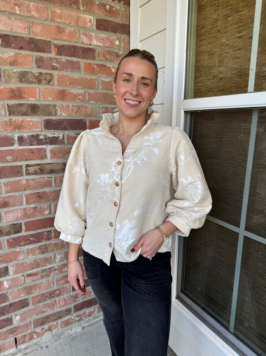 Elegant Vibes Jacquard Floral Top