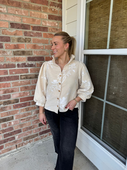 Elegant Vibes Jacquard Floral Top