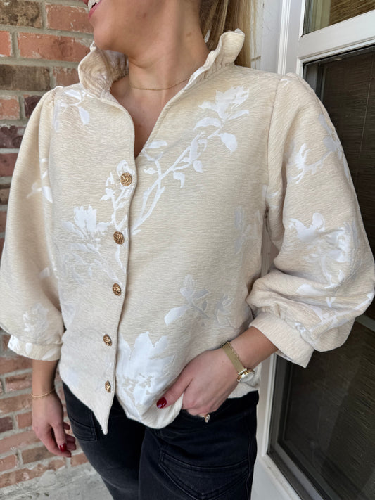 Elegant Vibes Jacquard Floral Top