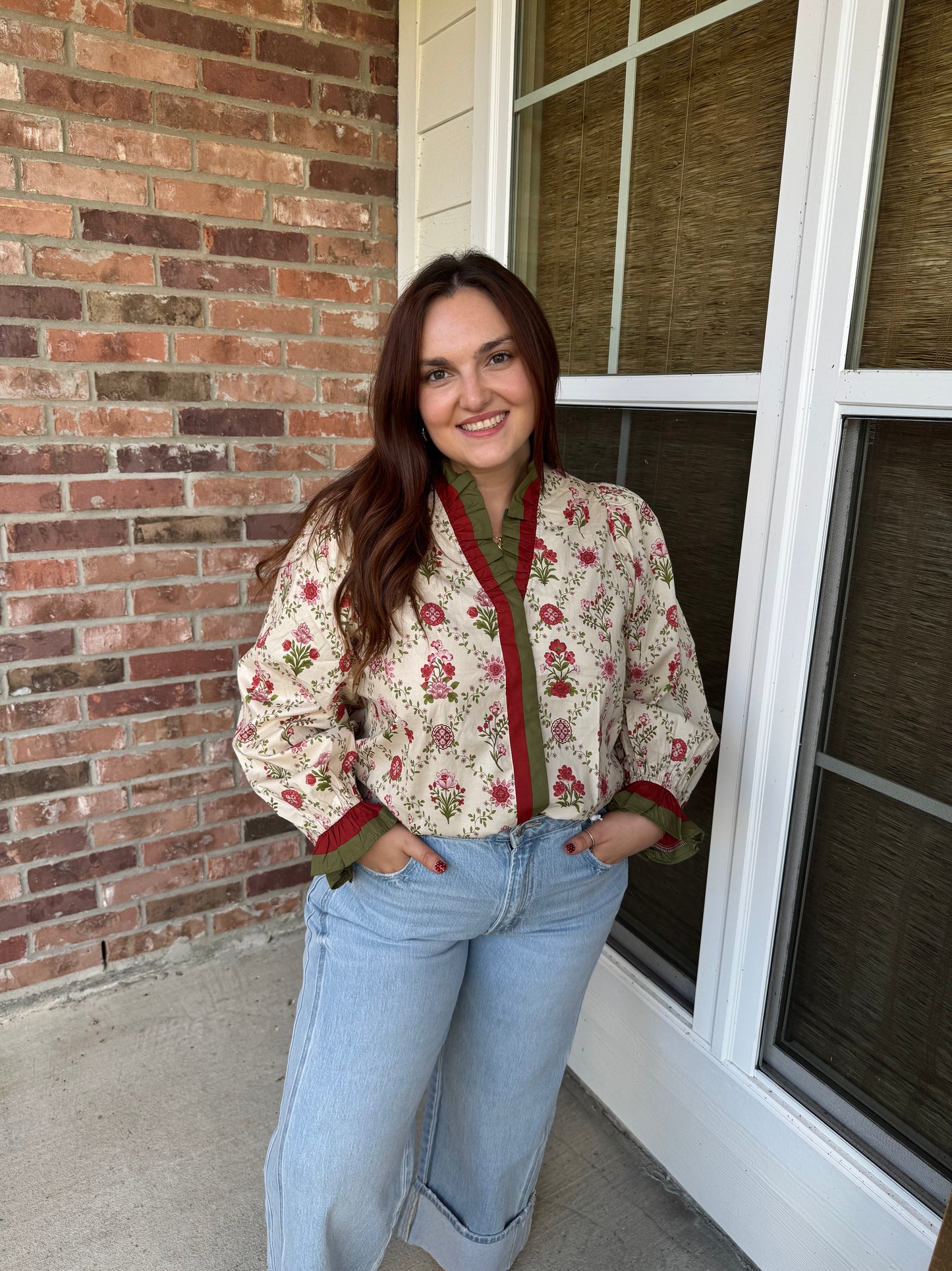 Poppy Petals Long Sleeve Blouse