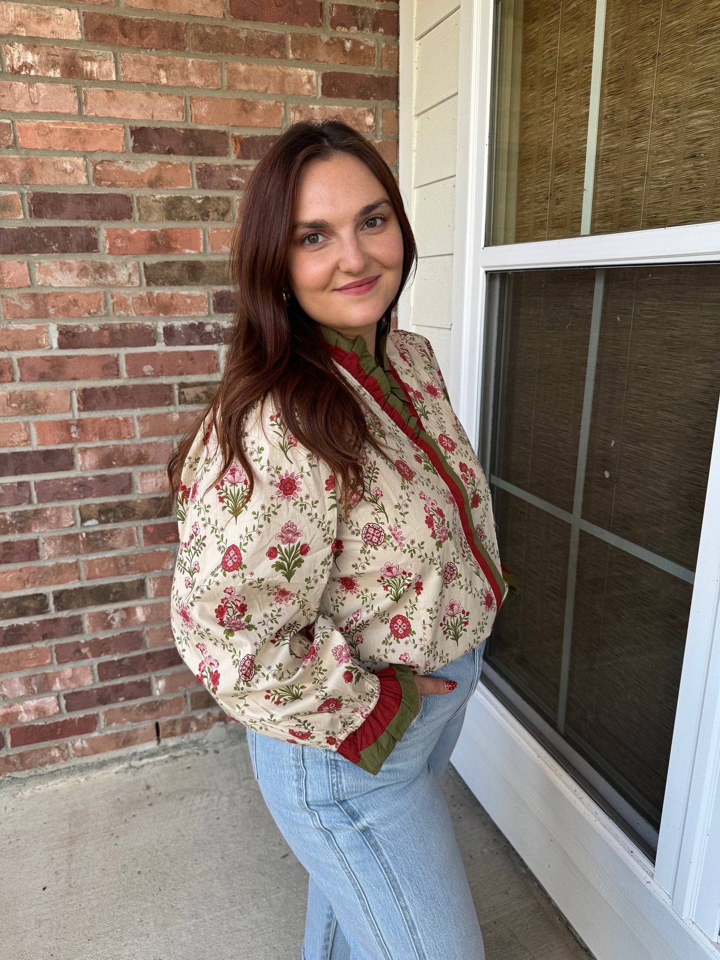 Poppy Petals Long Sleeve Blouse