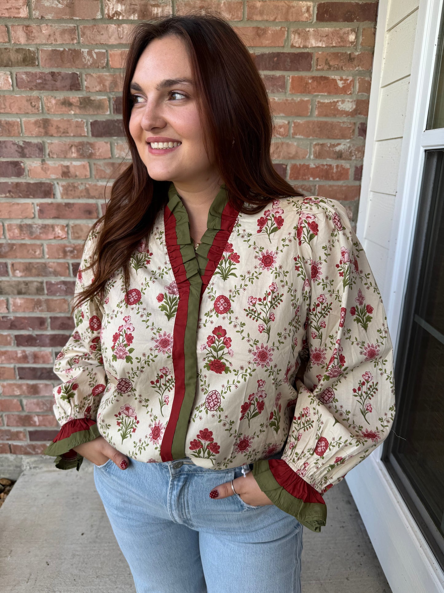 Poppy Petals Long Sleeve Blouse