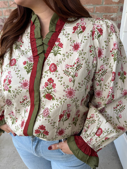 Poppy Petals Long Sleeve Blouse