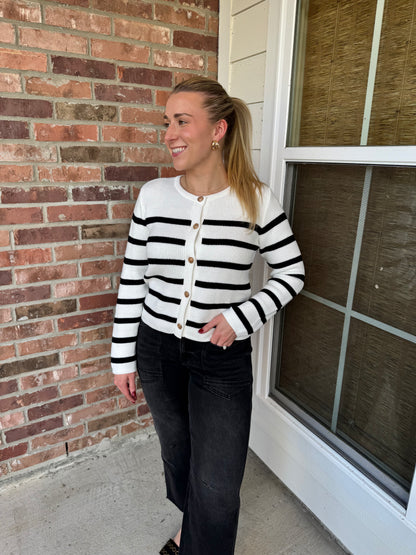 Hollen Striped Button Down Sweater