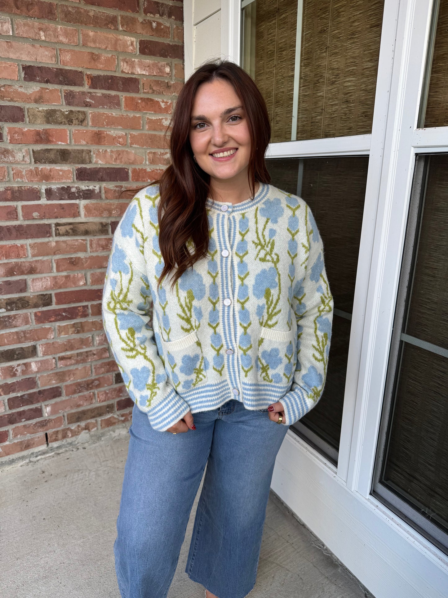 Flowering Vine Elegant Pearl Button Sweater