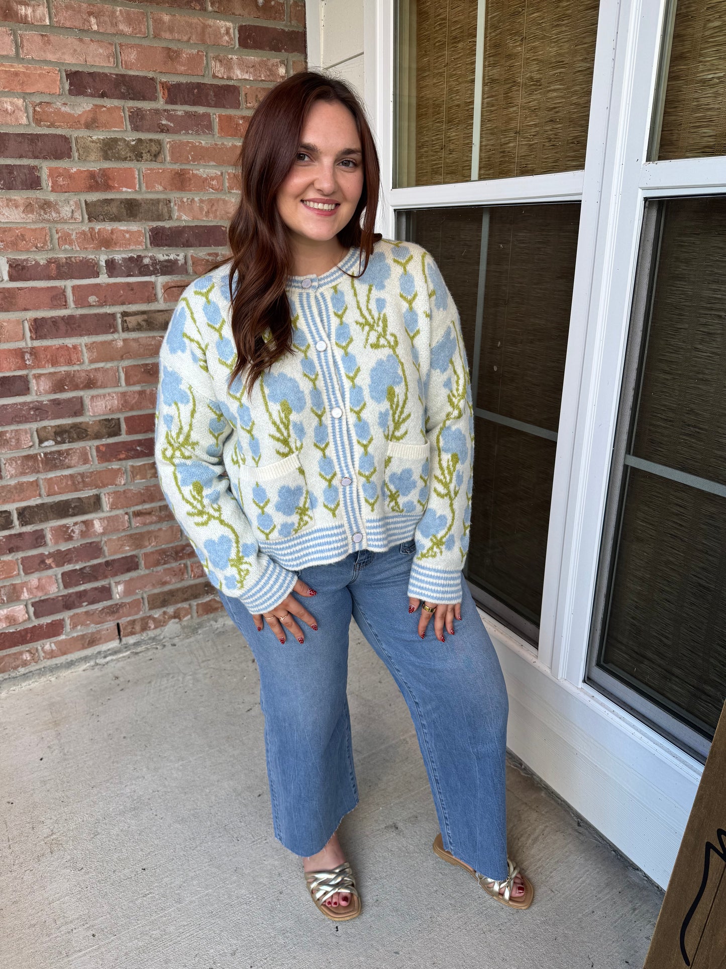 Flowering Vine Elegant Pearl Button Sweater