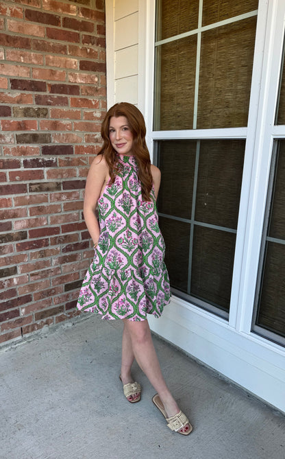 Nellie Florals Halter Dress