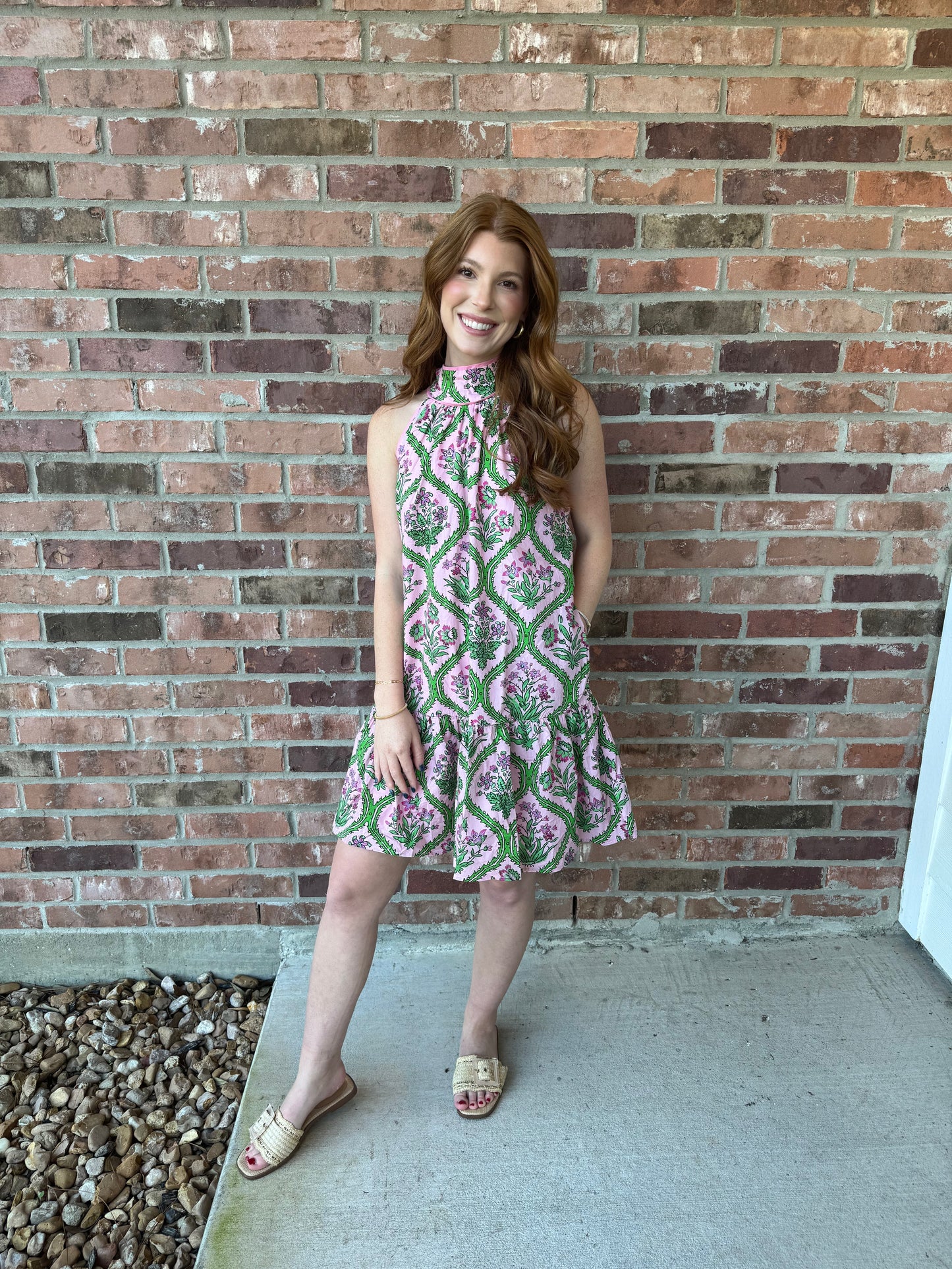 Nellie Florals Halter Dress