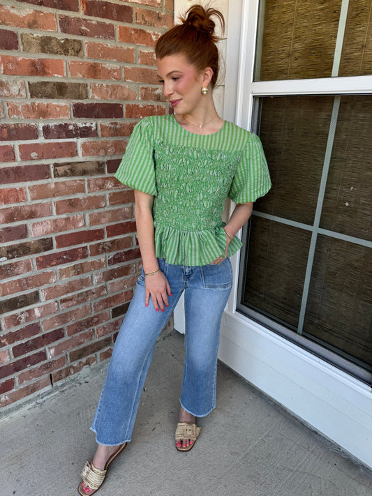 Grass is Greener Smocked Top