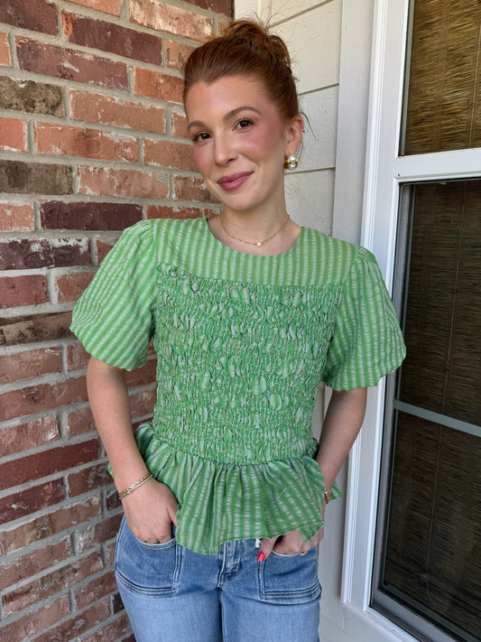 Grass is Greener Smocked Top