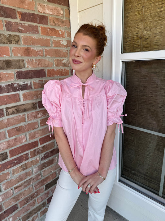 Blushing Pink Puff Sleeve Blouse
