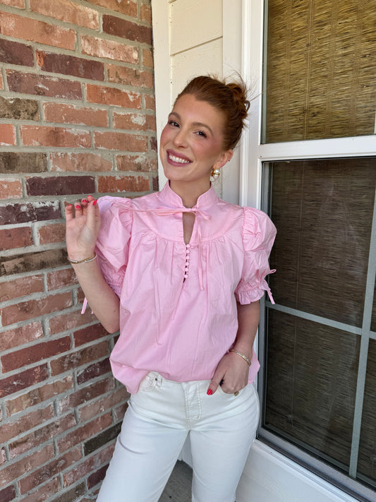 Blushing Pink Puff Sleeve Blouse
