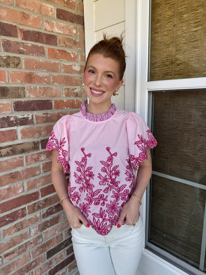 Lainie Seersucker Detail Blouse