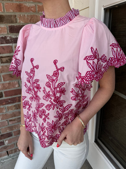 Lainie Seersucker Detail Blouse